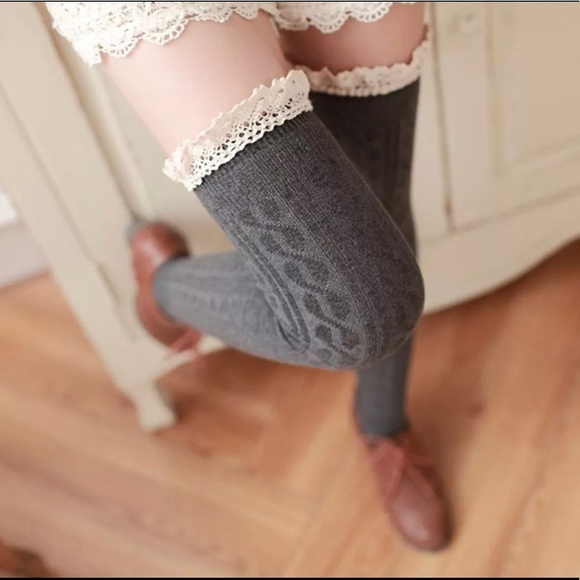 RESTOCKED- Thigh High Socks With Lace - Picture 2 of 6
